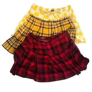 Plaid Circle Skater Skirt - Red and Yellow
